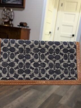 Coach Mini C Checkbook Cover With Tattersall Lining
